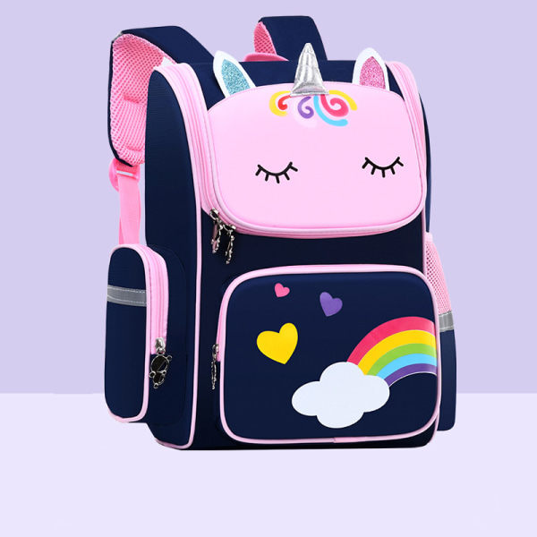 Vanntett skolesekk for barn - Tegneserie 3D Unicorn boksesekk safirblå liten størrelse