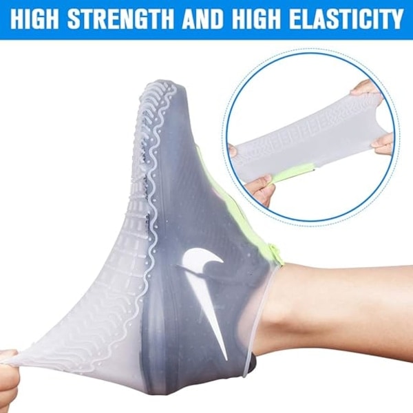 Vattentäta skoöverdrag, återanvändbar cover i silikon Halkfri hållbar dragkedja Elastiskt cover för män kvinnor（L) CDQ