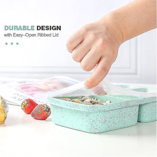 4-pack Bento Lunchbox, Matlådor med 3 Fack, Lunchbox för Barn, Återanvändbar Matförvaring