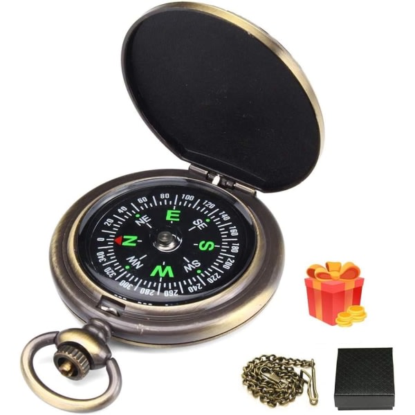 Kompass, premium bärbar mässingskompass Klassiskt cover Jump Vattentät Fotvandring Kompass Watch Flip-Open Navigationsverktyg CDQ