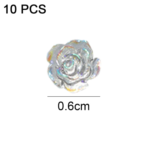 CDQ Nail Art 3D Resin White Rose Flower Design Aurora Petal Nail shape7
