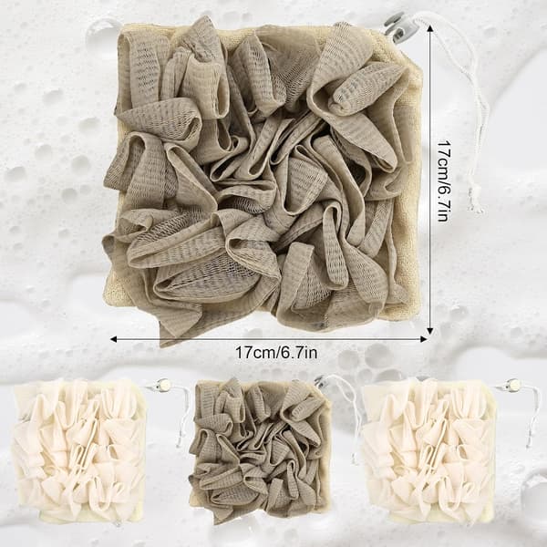 3-delad 2-i-1 Tvålhållare Loofah - Exfolierande Duschsvamp Beige2 + Khaki1