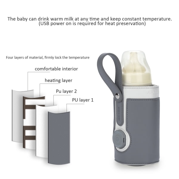 Smart Mjölkflaskvärmare Baby Kylväska USB Resor rosa