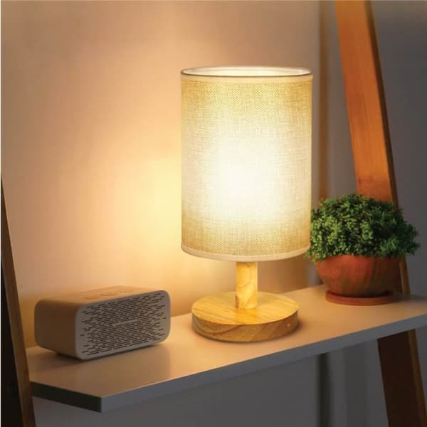 Moderne liten lampe, med en sirkulær stoffskjerm Touch Control - Varm hvit