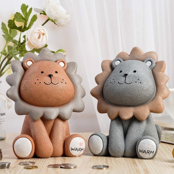 Leijona Säästöpossu Lapsille Leijona Harts Money Bank Harmaa Grey S Grey S