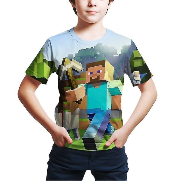 Minecraft Game Printed kortärmad T-shirt för barn C C