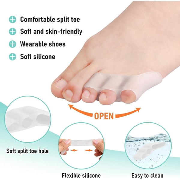 Tåavskiljare i bitar, små tåskydd, Soft Gel Toe Correctors, Trehåls tåseparator för Superpo Toes