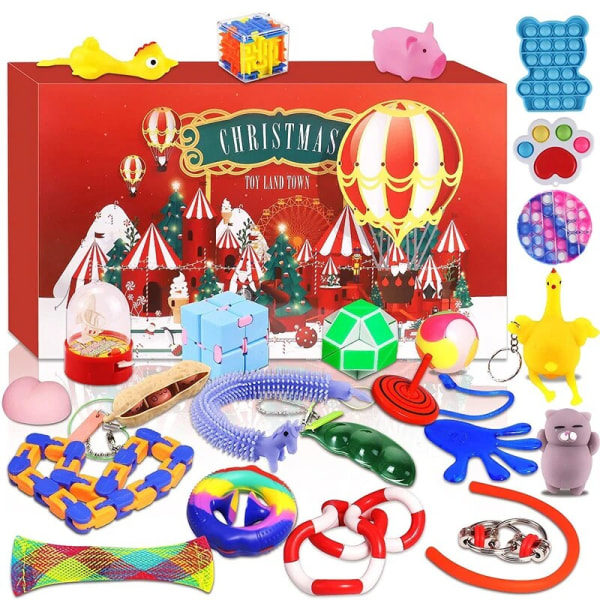 24 päivän/setti Fidget Toys Joulu Adventskalenteripaketti Anti Stress Toy Kit Stressin Lievitys Figet Toy Blind Box Lapsille Joululahja tyyli 17 style 17