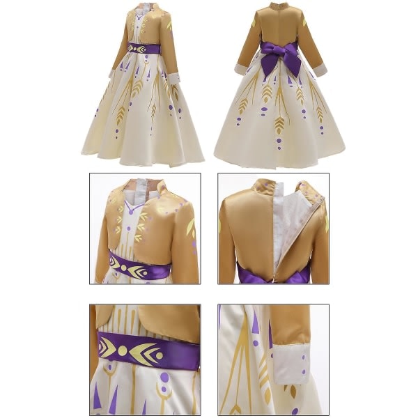 Disney Prinsessan Elsa Vinterklänning Flickor Långärmad Frozen 2 Halloween Kostym Barn Askungen Rapunzel Tiana Mulan Anna 02 100cm