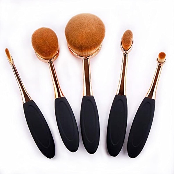 IG Oval Foundation Brush 5 kpl Hammasharja meikkisiveltimet (musta Style A pyöreä pää
