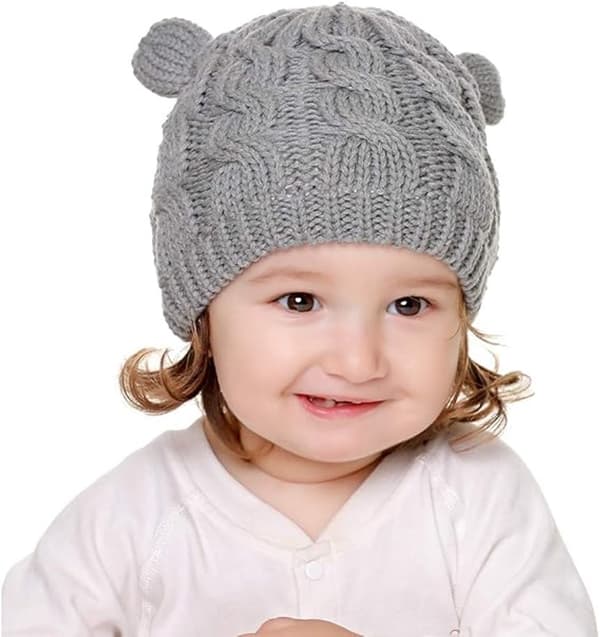 2 Barns Vintermössa & Handskar Set - Stickat Björnmönster, Varmt - för 2-5 År - Unisex