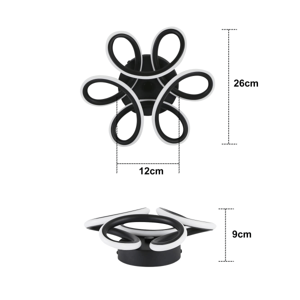 Taklampe LED taklampe svart liten halllampe 30W kjøkkenlampe moderne varm hvit soveromslampe 3000K geometri designlampe