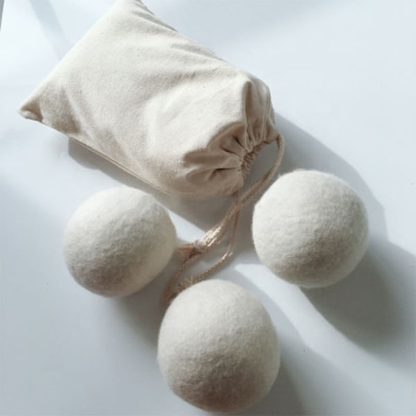 6-pack ulltorkbollar, organisk naturlig ull for vask, mjukgörande tyg - antistatisk, luddfri, luktfri og återanvändbar