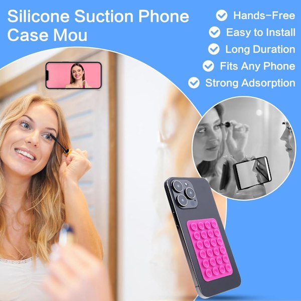 4 stk. Silikone Sugekop Mobilskal Beslag, Bagside Mobil Fidget Spejlholder til Selfies og TikTok Videoer Kompatibel med iPhone og Android Skal