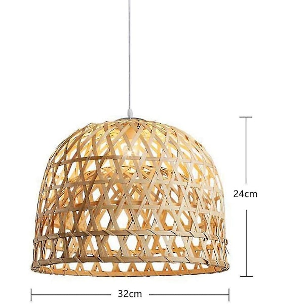 Vævet bambuspendellampe, enkel håndvævet pendellampe, hængelampe rottinglampe