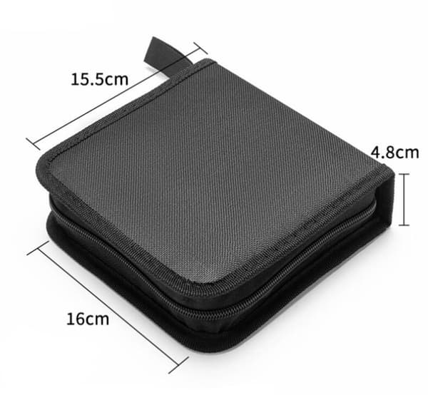 CD/DVD Storage Case - 16x15.5x4.8 cm - Red Oxford Fabric - Holds 40 Discs - With Zipper - Protects Discs