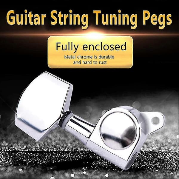 6 st Gitarrsträngar Stämskruvar 3l3r Krom Stämskruvar Gitarrhuvuden För Akustisk Elgitarr Stämapparat Gitarrdelar Fender Ersättning (silver_tfrf