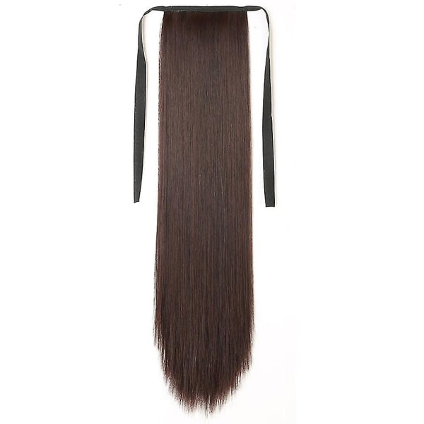 45/55/65 cm kvinnor lång rak peruk hästsvans hårförlängning Cosplay hårstycke 55cm Mörkbrun
