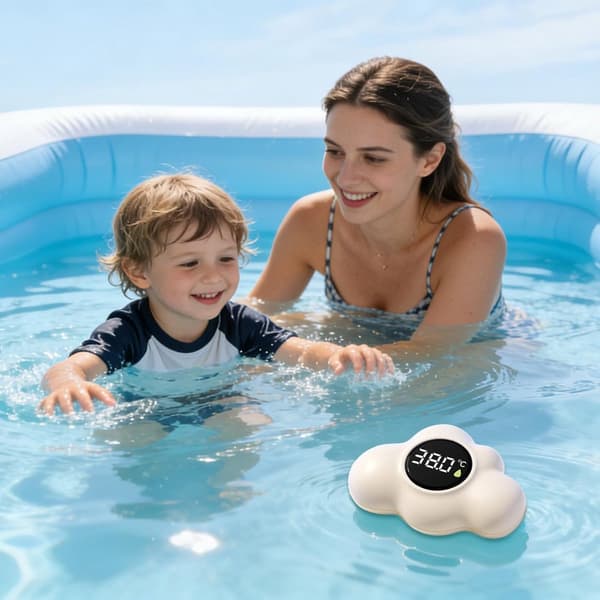 Babybadtermometer i skyform med LED-display, flydende vandtæt vandtemperaturmåler til badekar, pool og bruser