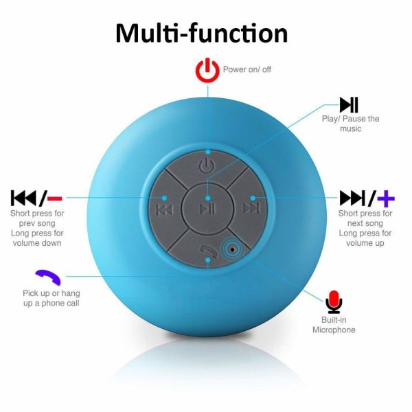 Mini vanntett Bluetooth høyttalerboks, 3.0 Bluetooth høyttaler, Handsfree bærbar høyttalertelefon Innebygd mikrofon, Blå