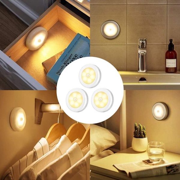 LED Rörelsesensor Nattlampa 3-pack, Batteridriven Trådlös Självhäftande ...
