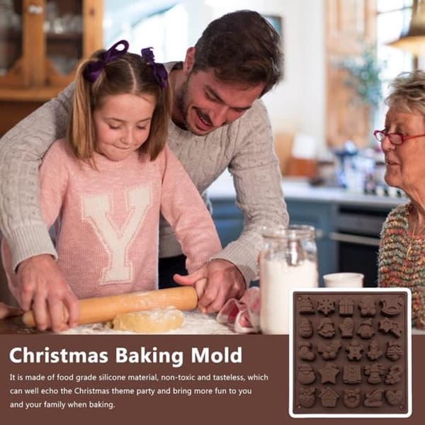 Jule silikone chokoladeforme, 25 hulrum non-stick fødevaregodkendt slik- og bageformsæt til gør-det-selv julegodter, 2-pak