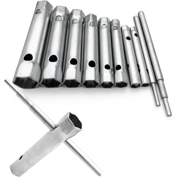 Set med 10 tändstiftsnyckel 6 - 22 mm, rörnyckel, rörformade