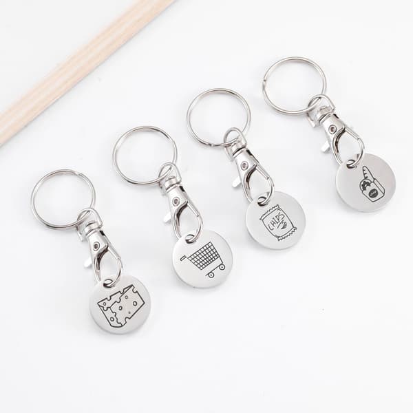 Indkøbsvogn Token Nøglering Rustfrit Stål Universal Pasform til Indkøb Sølv 7,3 x 2,5 x 0,5 cm