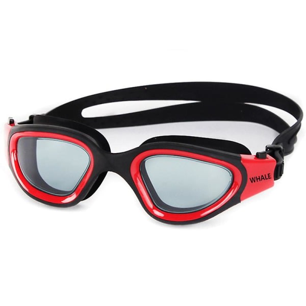 Genomskinlig lins simglasögon vuxen anti-dimma Uv-skydd för män kvinnor Vattentät justerbar silikon simglasögon i poolen Red