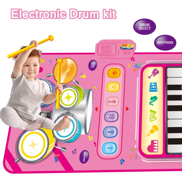 Legetøj til 1-årig pige gaver, 2 i 1 pianomåtte Montessori-legetøj Julstrømper til småbørn