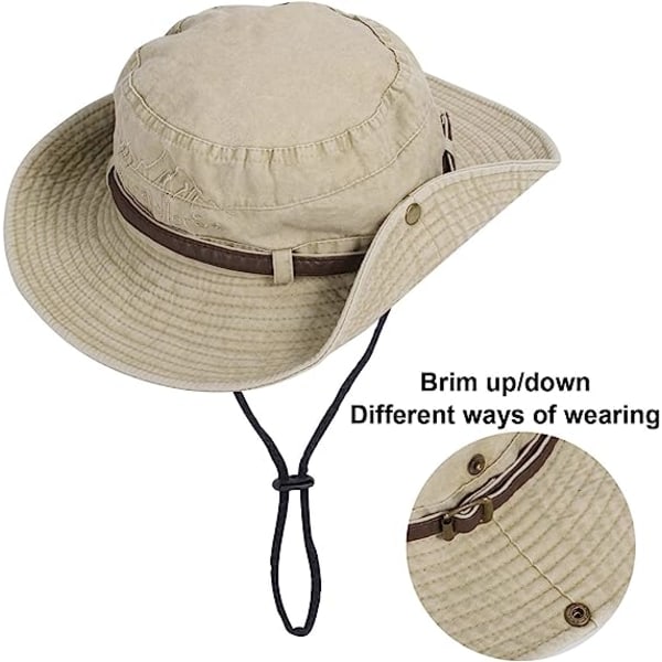 CDQ Vikbar solhatt safarihatt for menn Anti UV utendørs bergsklättring Resehatt Fisherman Cap Bucket Hat，Khaki