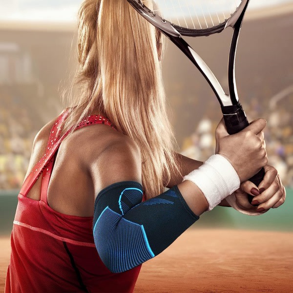 Armbågskompressionshylsa (1 par) ，Tennisarmbågsstöd för tendonitis och tennisarmbåge ，Armstöd för golfarens armbågsstöd Svart/Blå L