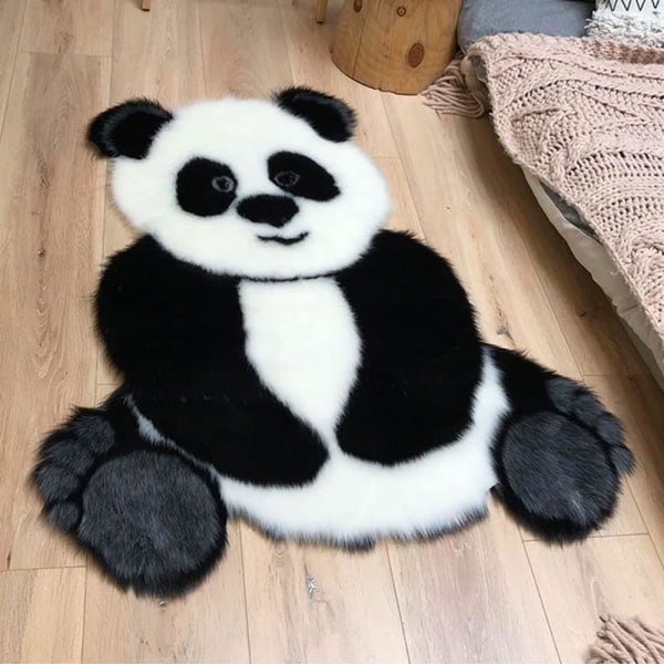 CDQ Fuskpäls Tecknad Panda Matta,Silky Shaggy Matta Vardagsrum Sovrum Burnack Fönster Soffa Golv,35x47in,Panda