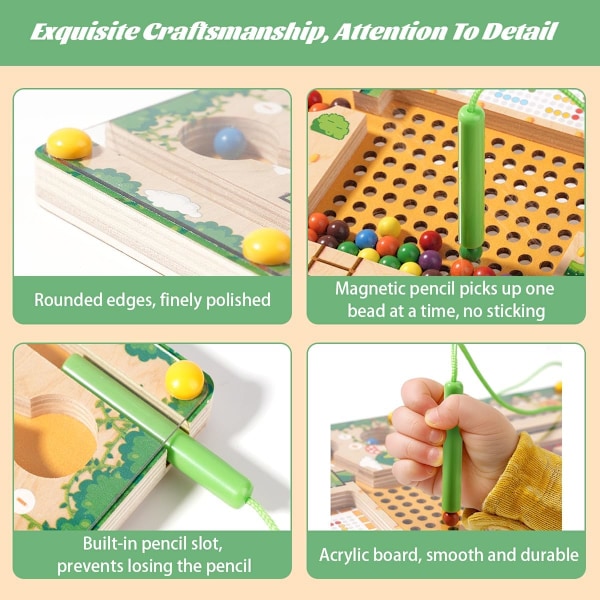 Magneettinen labyrintti 4 in 1 - Montessori magneettitaulu magneettisella väri- ja numerolabyrintilla, opettavainen lelu hienomotorisille taidoille
