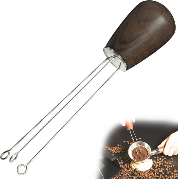 Professional Espresso Coffee Stirrer, Even Espresso Extraction Needle Distributor, Ergonomic Design for Smooth Brewing (Black, 14.2 cm)