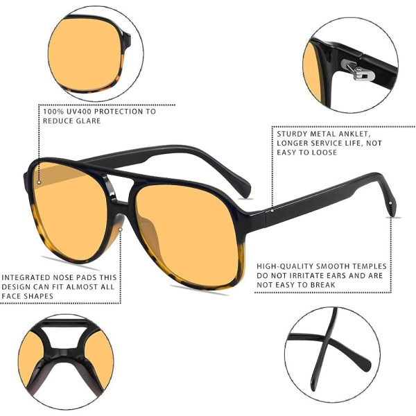 Klassiska Vintage Aviator Aurinkolasit Naisille Miehille Suuri Kehys Retro 70-luvun Aurinkolasit
