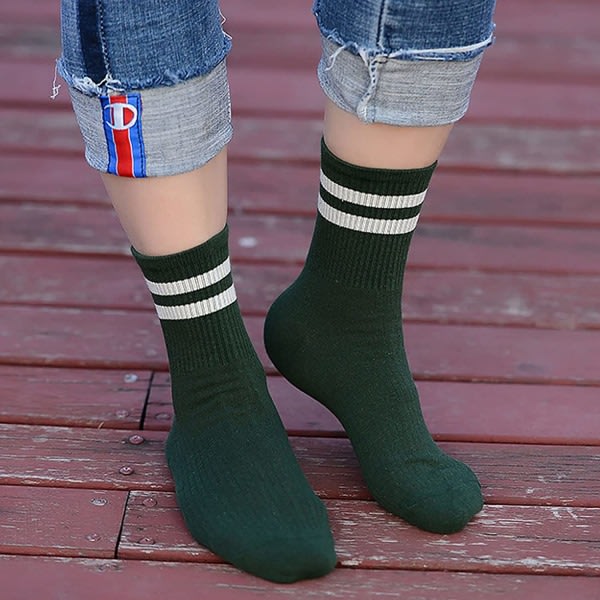 6 par damrandiga tennisstrumpor Cotton Crew Socks Retro zdq