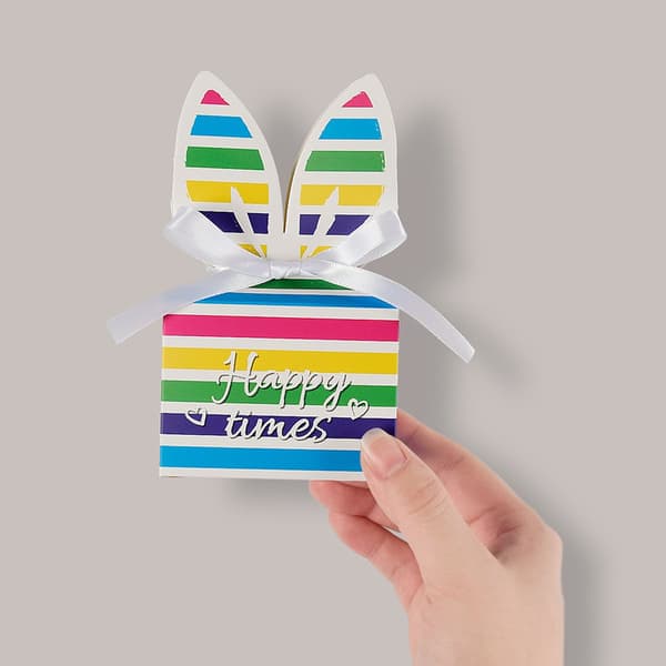 Gaveæske Slikæske - Rainbow Rabbit - serien - Stribet Design - Med Tryk - Festlig