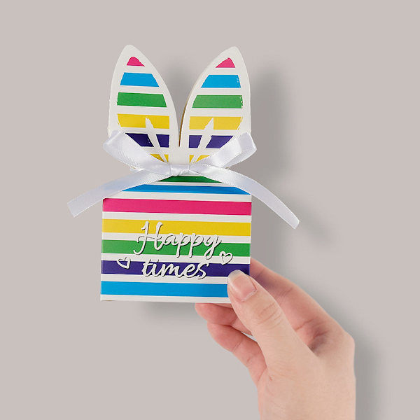 Gift Box Candy Box - Rainbow Rabbit - series - Striped Design - With Print - Festive