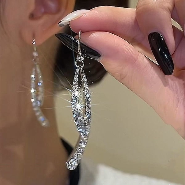 Betterlifefg-kvinner Korsformede Buede Øredobber Buede Pinne Frem Bak Lineære Dråpe Øredobber Rhinestone