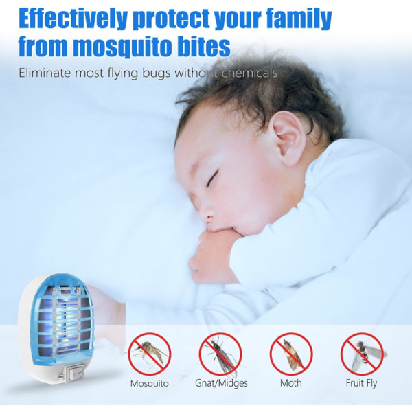 6-pack Bug Zapper inden for hus - elektronisk flyfälla og myggdödare med blålys til hem, kontor og baby