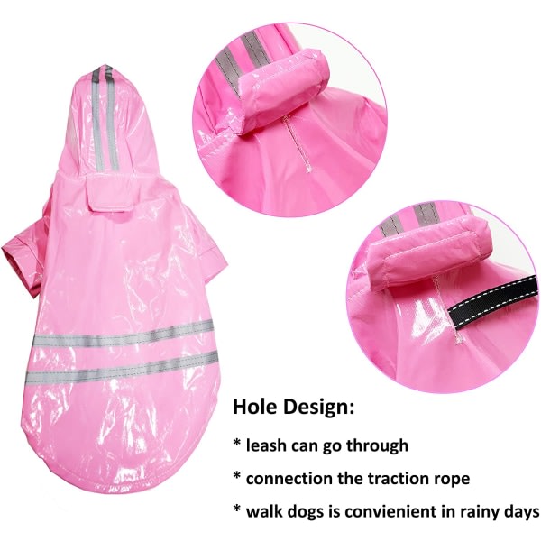 Regnjacka för hund - Vattentäta kappor för hundar - Lättviktsregnjacka - Andas - Regn Poncho - Huva - Regnkläder - Rosa - Xl