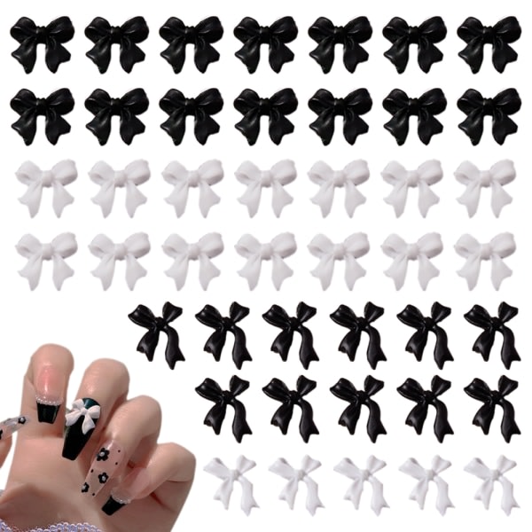 200 st 3D Bow Nail Art koristelija, färgglada Bowknot Nail