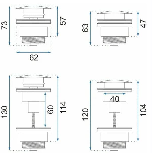 Erstatning messing vaskepropp - GULL UNIVERSAL CLICK-CLACK VASKESTOPPER Avløpsstopper Vaskepropp