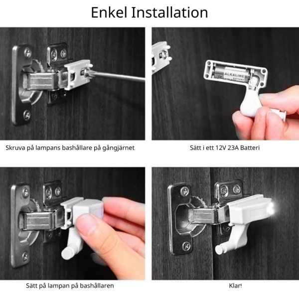 Automatisk skåpsbelysning LED-lampa för gångjärn - Perfekt 10-pack 10-Pack