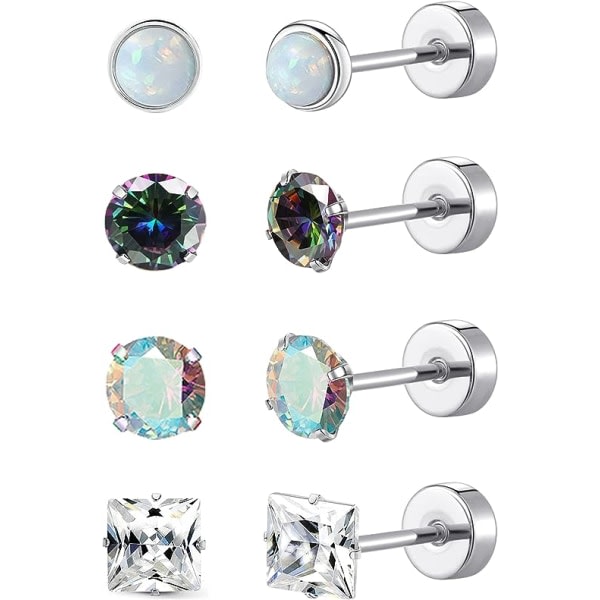 Titan-ørhängen for kvinner G23 titan-ørhängen for følsomme øre Hjärta Opal Pearl Cubic Zirconia Hypoallergena 20G-ørhängen med platt rygg