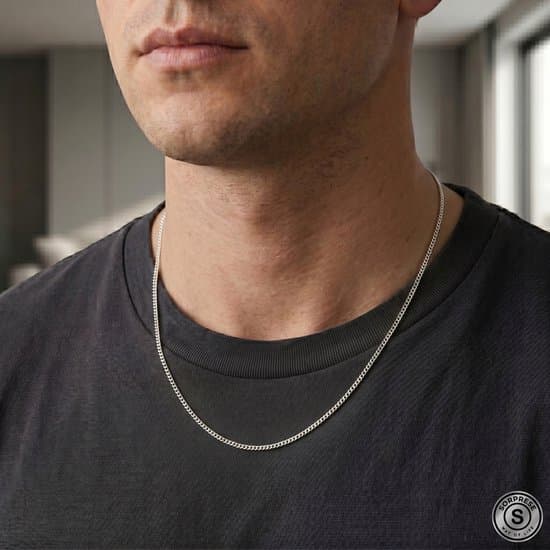 Silverfärgat pansarkedjehalsband för män, 3 mm rostfritt stål, 55 cm med robust karbinhake, för daglig användning