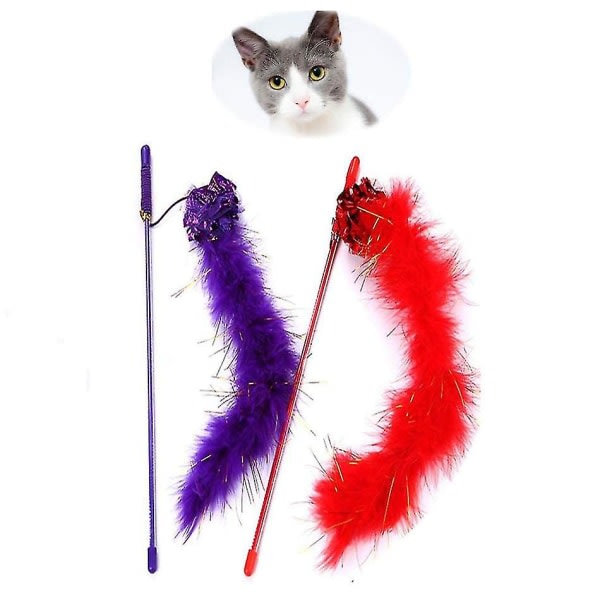 CDQ Cat Wand Toy, 2. Interactive Cat Teaser Feather Wand med Sound Paper Wand