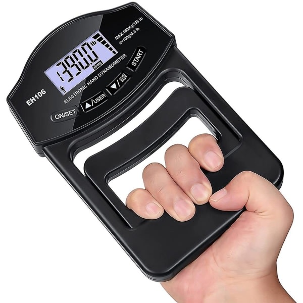 Greppstyrketestare, 396lbs/180kg Digital Hand Dynamometer Greppstyrkemätare USB LCD-skärm Hand