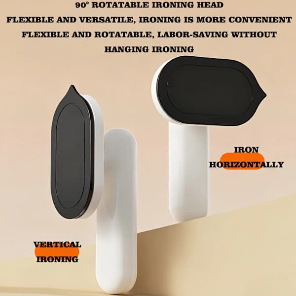 Cordless Handheld Mini Iron - Portable and Foldable Ironing System with 90° Rotating Soleplate and Lithium Battery (No Plug Required) White White